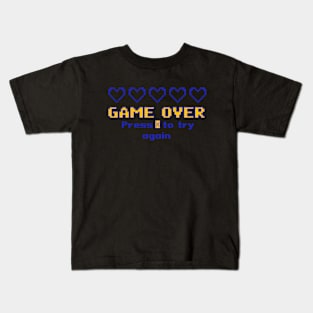 Game Over Press X To Try Again 8bit Kids T-Shirt